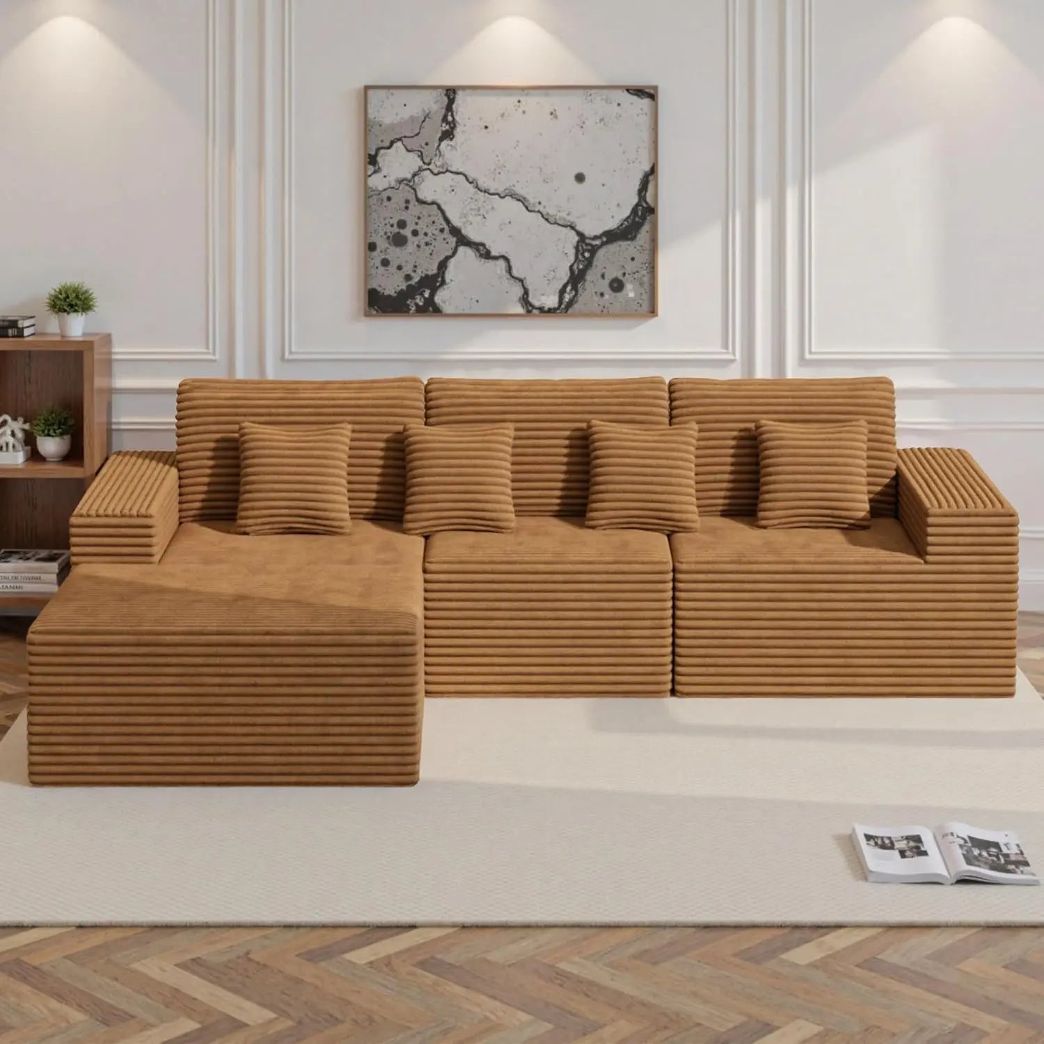 111'' Modular Sectional Sofa L Shape Chaise
