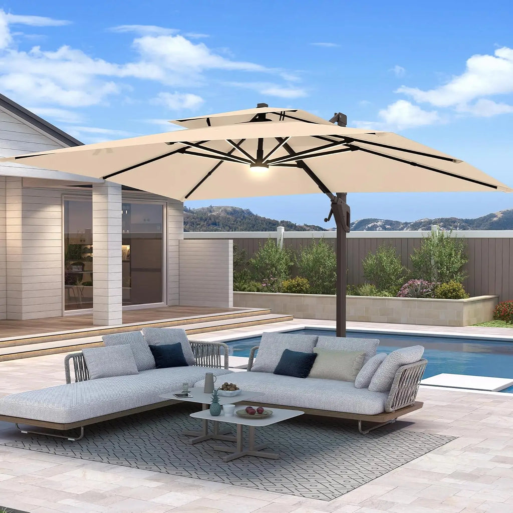 10 X 13 FT Cantilever Patio Umbrella with Base Included