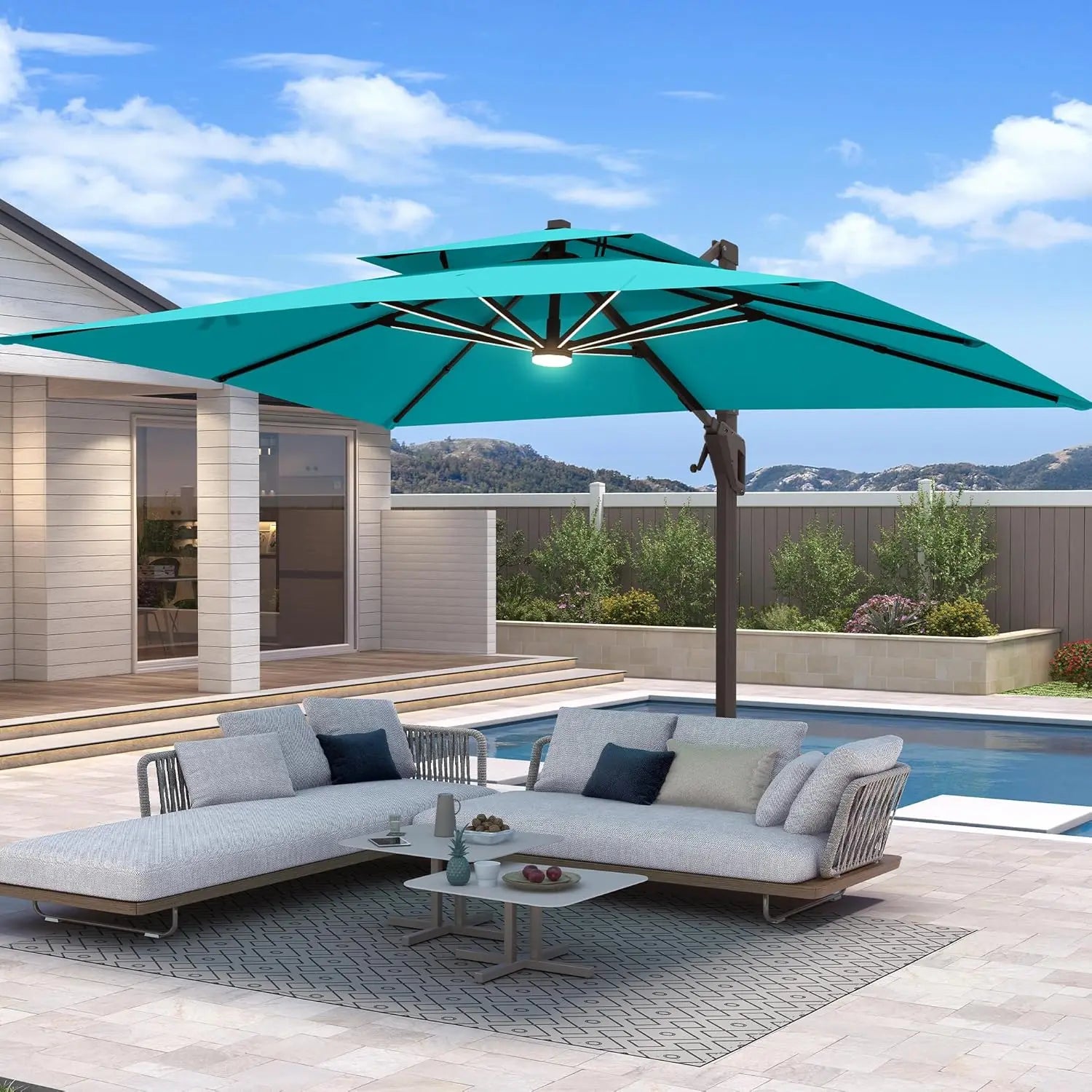 10 X 13 FT Cantilever Patio Umbrella with Base Included