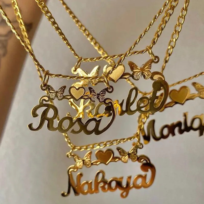 New Custom Jewelry Name Necklace with Butterfly Pendant
