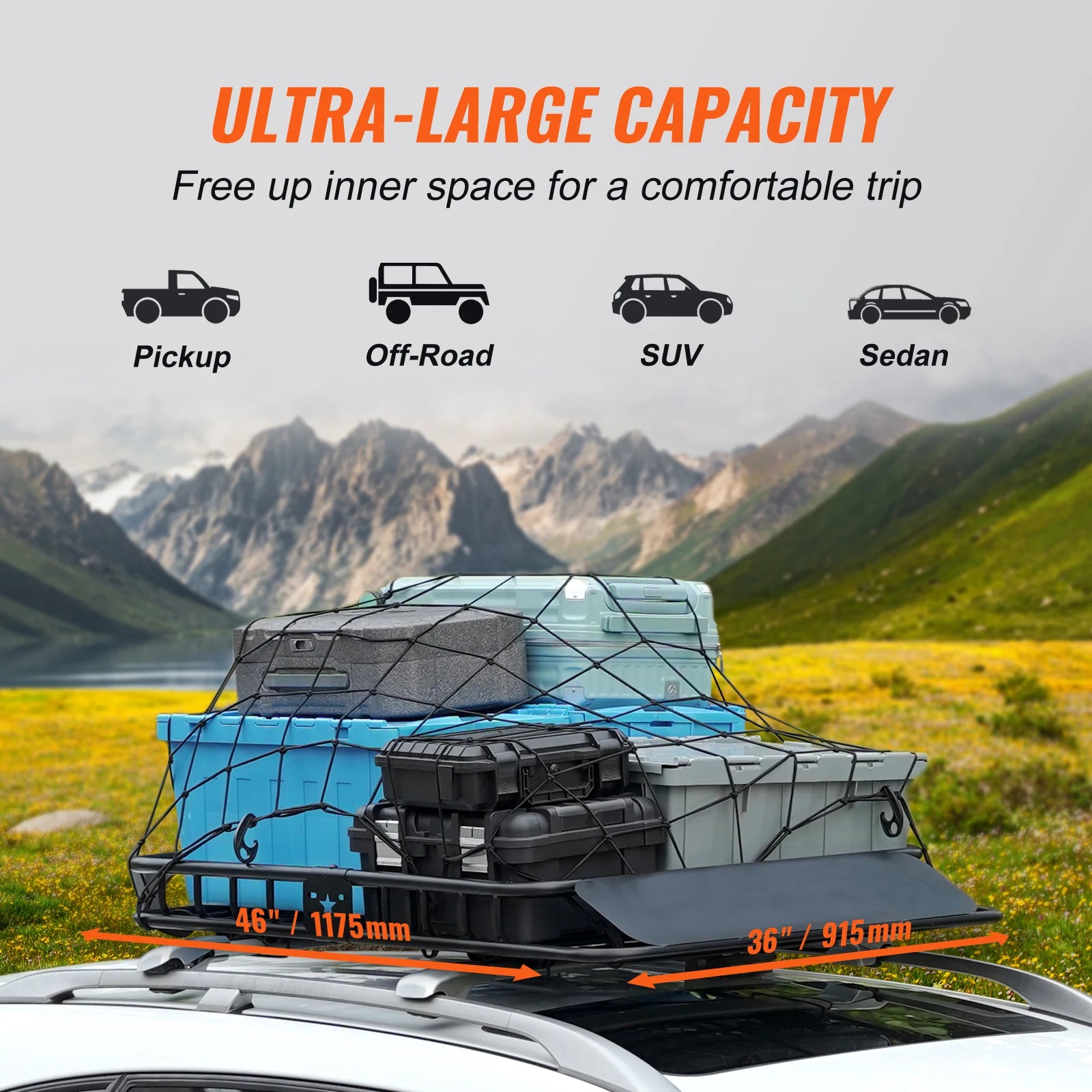 Roof Rack Cargo Basket  51"x36"x5"