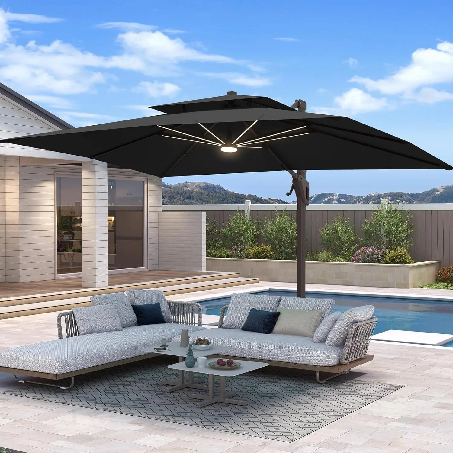 10 X 13 FT Cantilever Patio Umbrella with Base Included