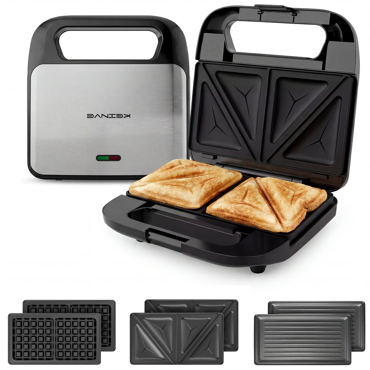 3-in-1 Sandwich Maker, Panini Press & Waffle Iron