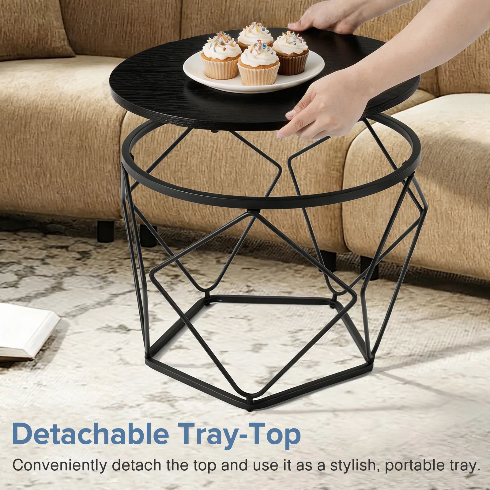 20IN Round Geometric Coffee Table Set of 2