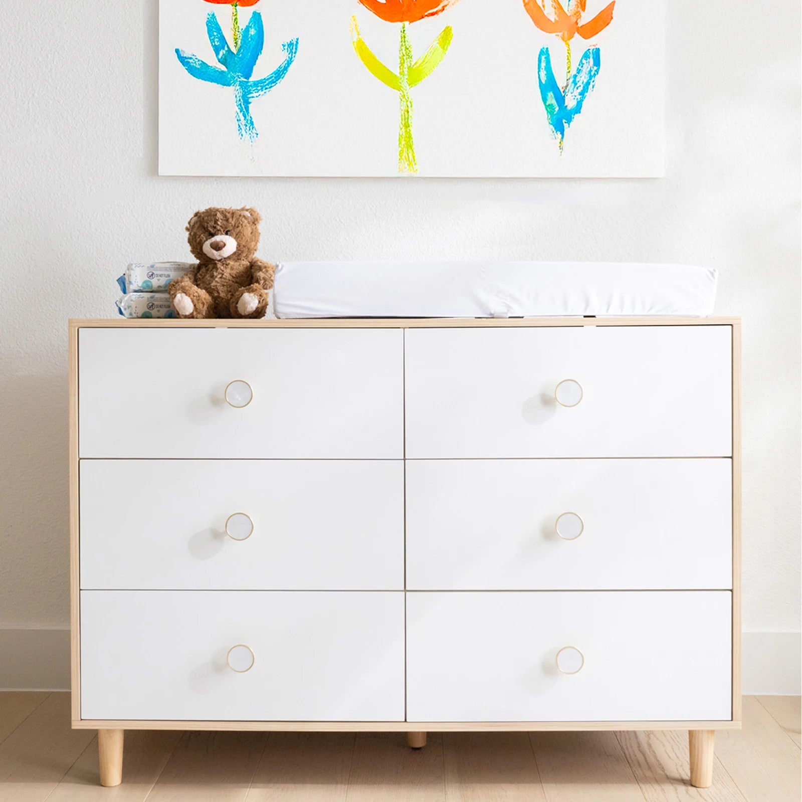 White or green Dresser 6-Drawer Storage DEssentials