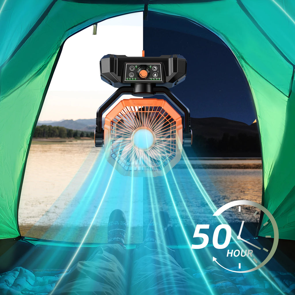 Camping Fan with LED Lantern