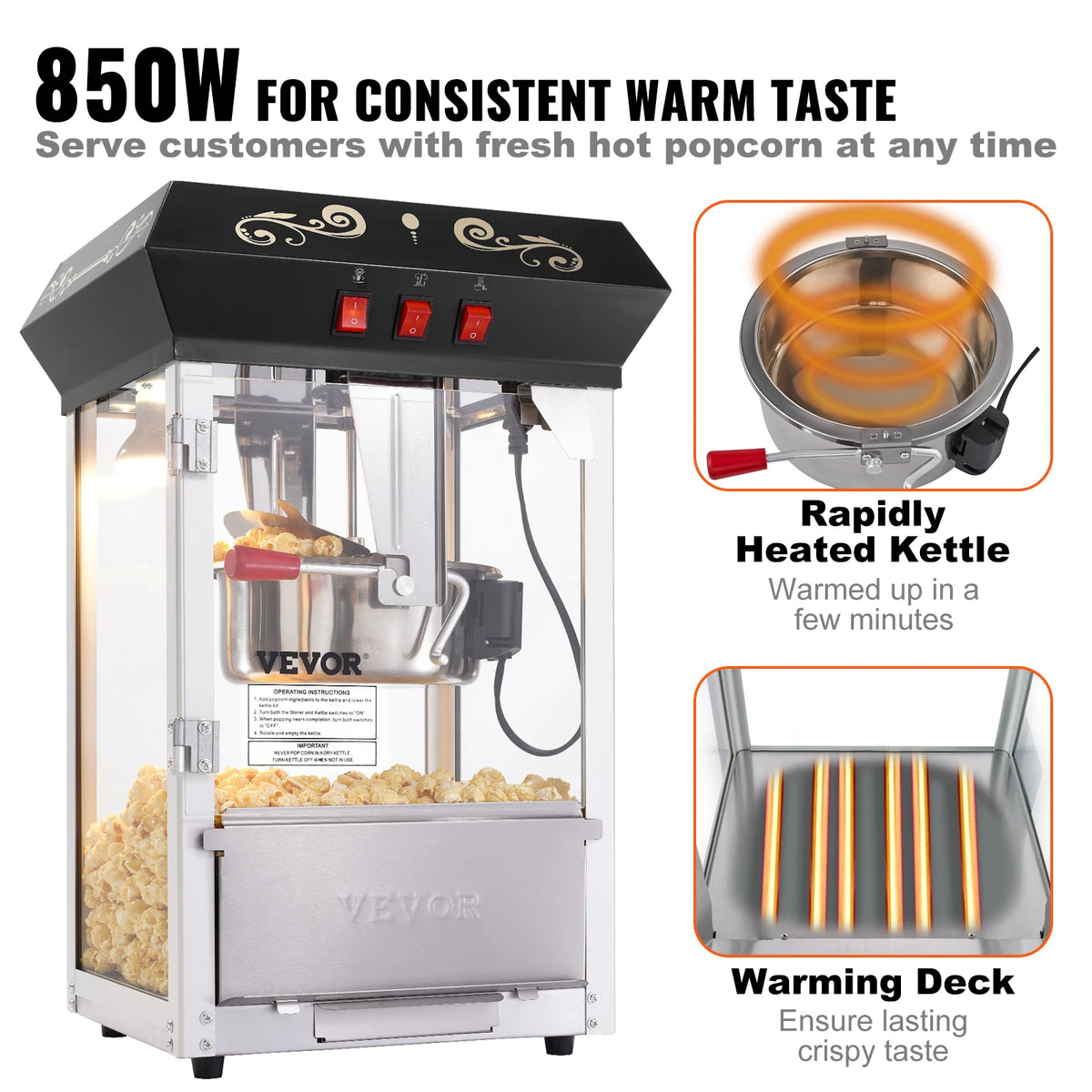 SucceBuy Popcorn Popper Maker Machine 8 Oz Kettle