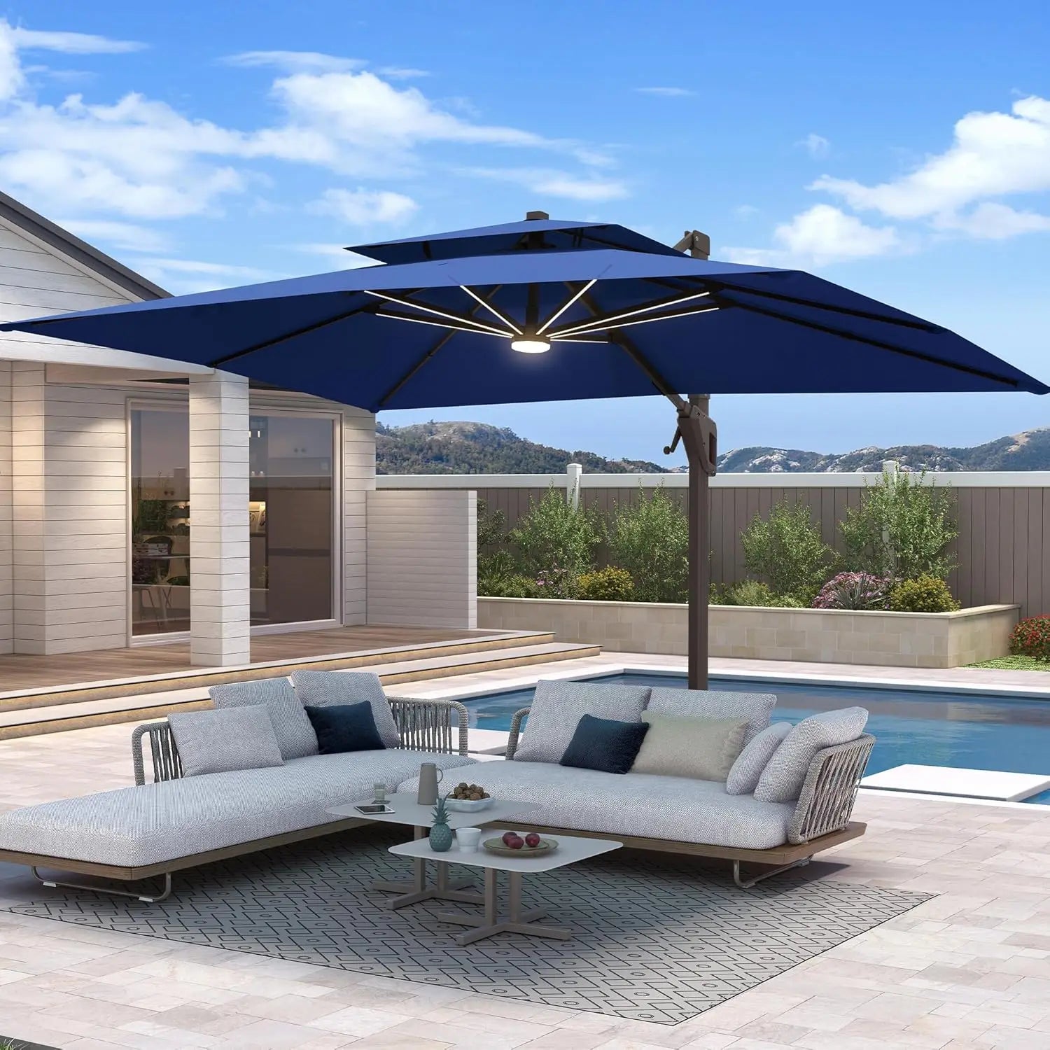 10 X 13 FT Cantilever Patio Umbrella with Base Included