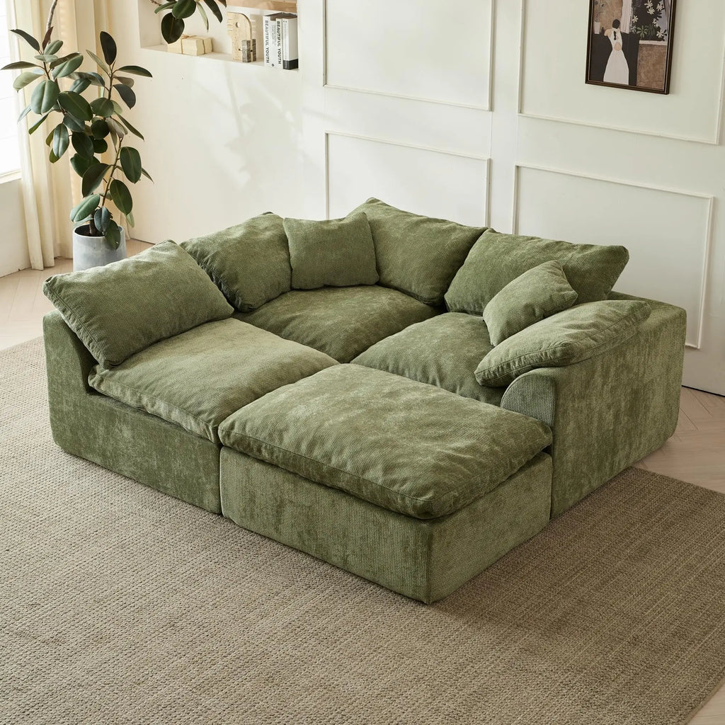 109" Modern Cloud L-Shaped 3-Seater Oversized Deep Seat Chenille Fabric Sofa