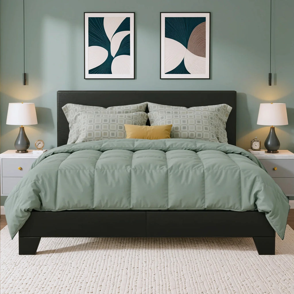 Full/Queen/King Upholstered Bed Frame with Adjustable Linen Headboard