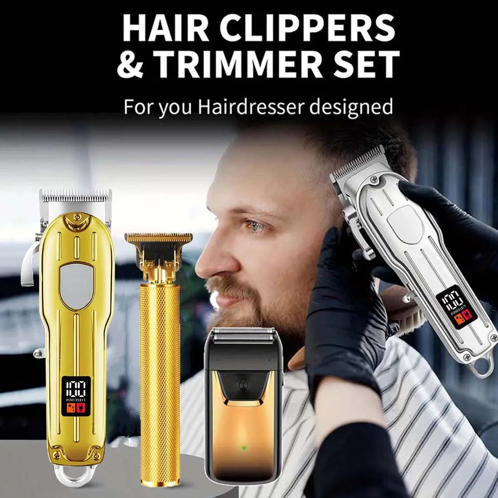 Professional Hair Clipper and Trimmer Set Men