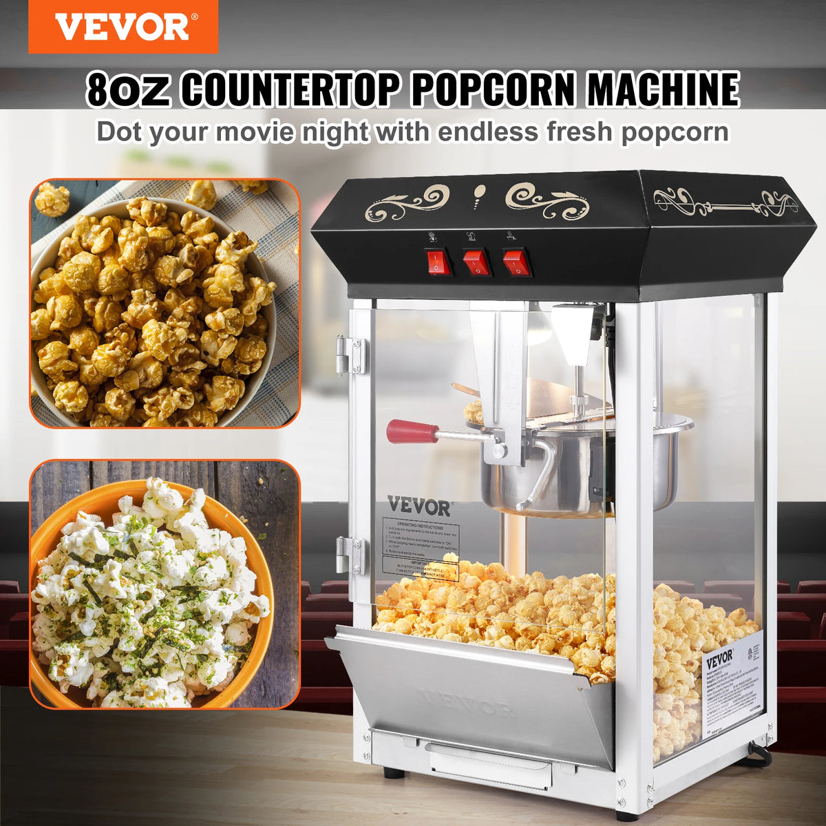 SucceBuy Popcorn Popper Maker Machine 8 Oz Kettle