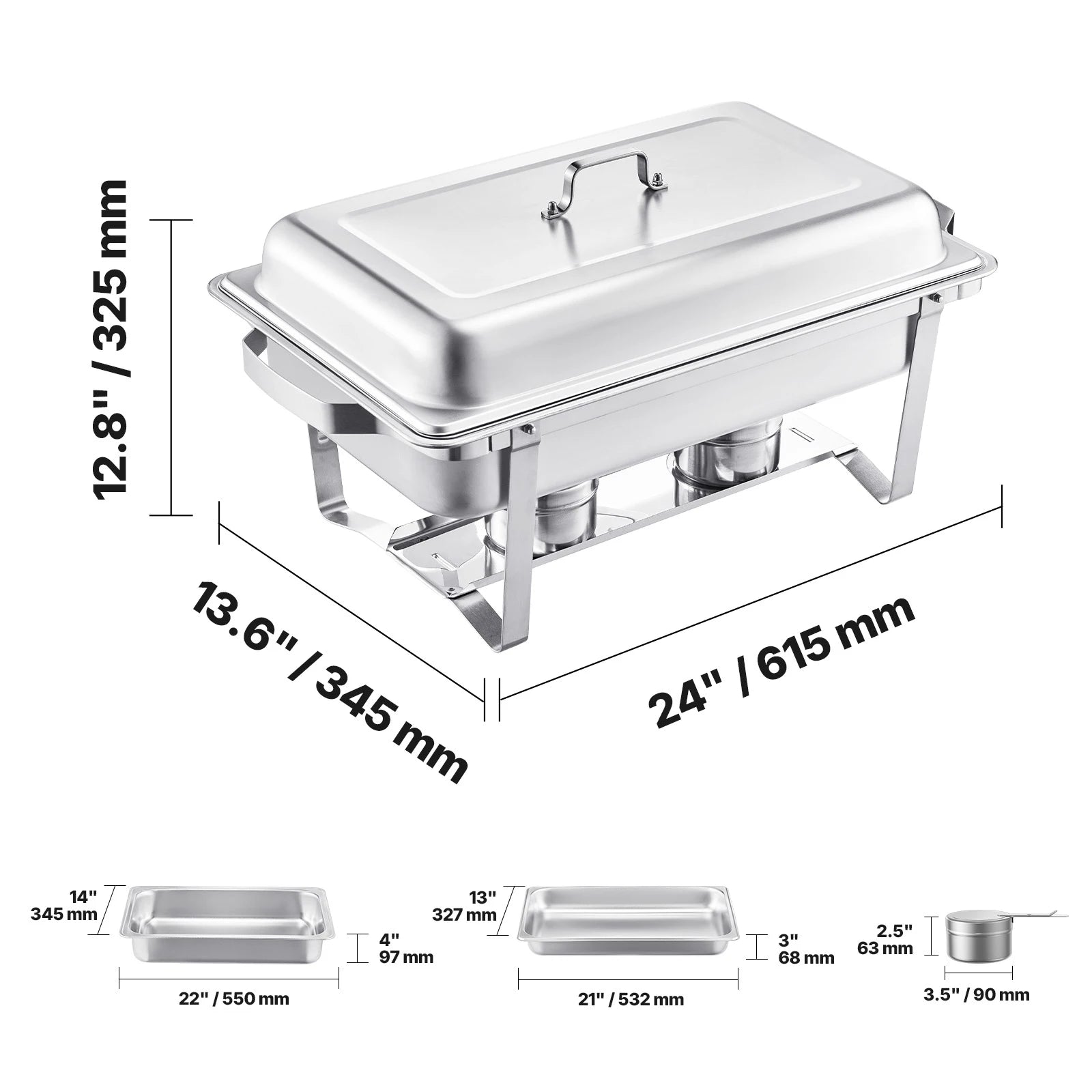 8 Qt 4 Pack Chafing Dish Buffet Set Stainless Steel Chafer