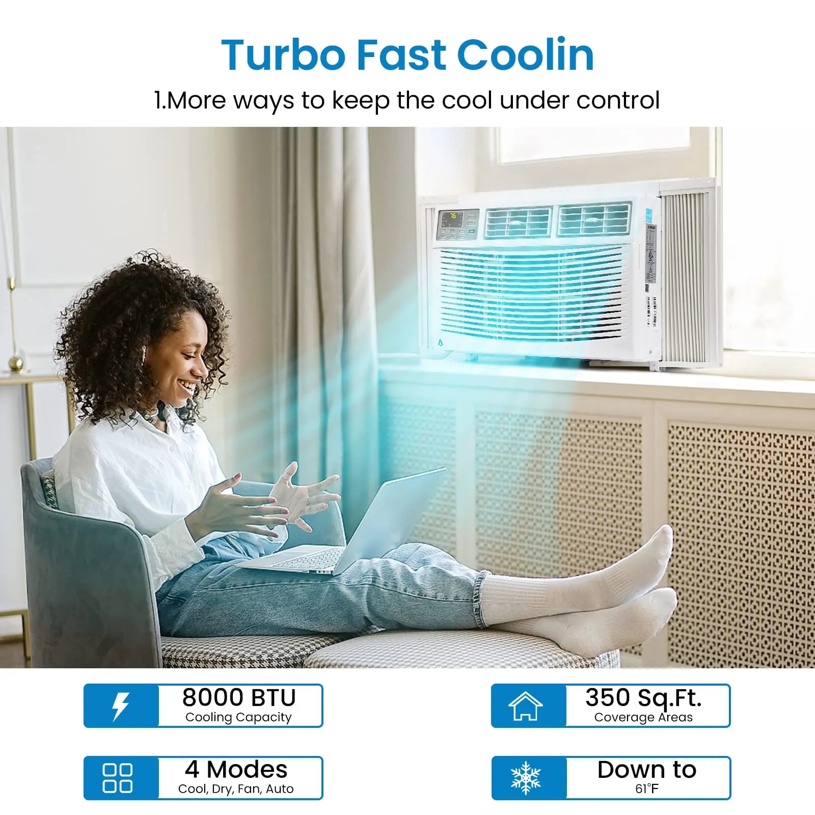 6000 BTU Window Air Conditioner, Smart WiFi AC Unit with Remote Control & Digital Display