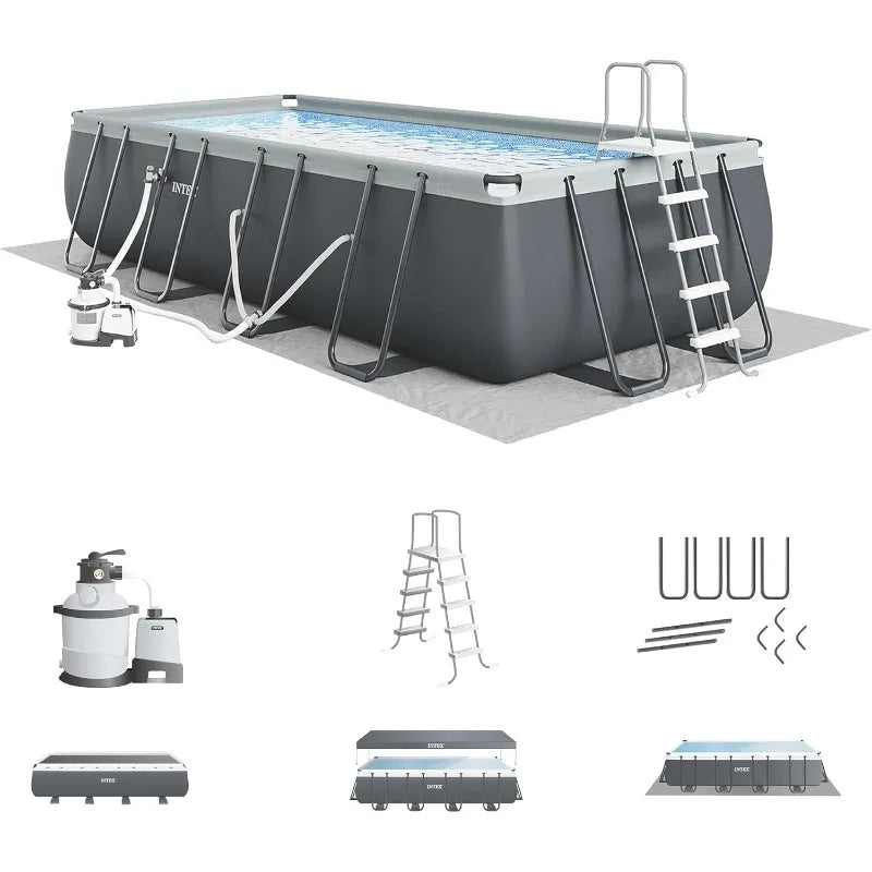 18' x 9' x 52" Ultra XTR Rectangular Frame Swimming Pool Set with Pump