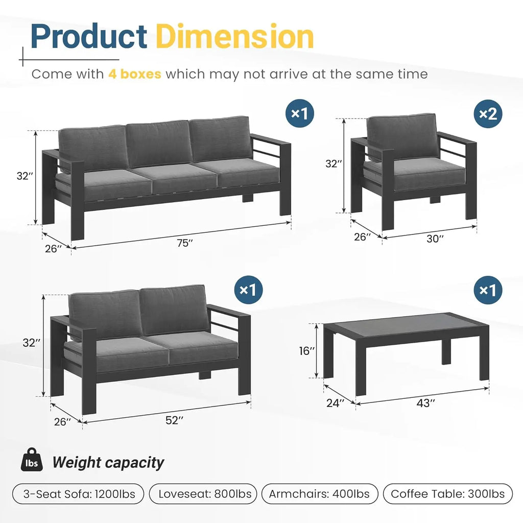 Aluminum Patio Furniture Set for All Weather
