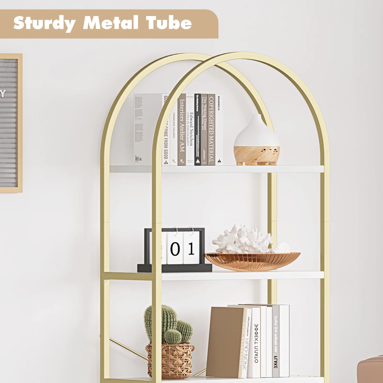 5 Tier Bookshelf Arched Display Shelves