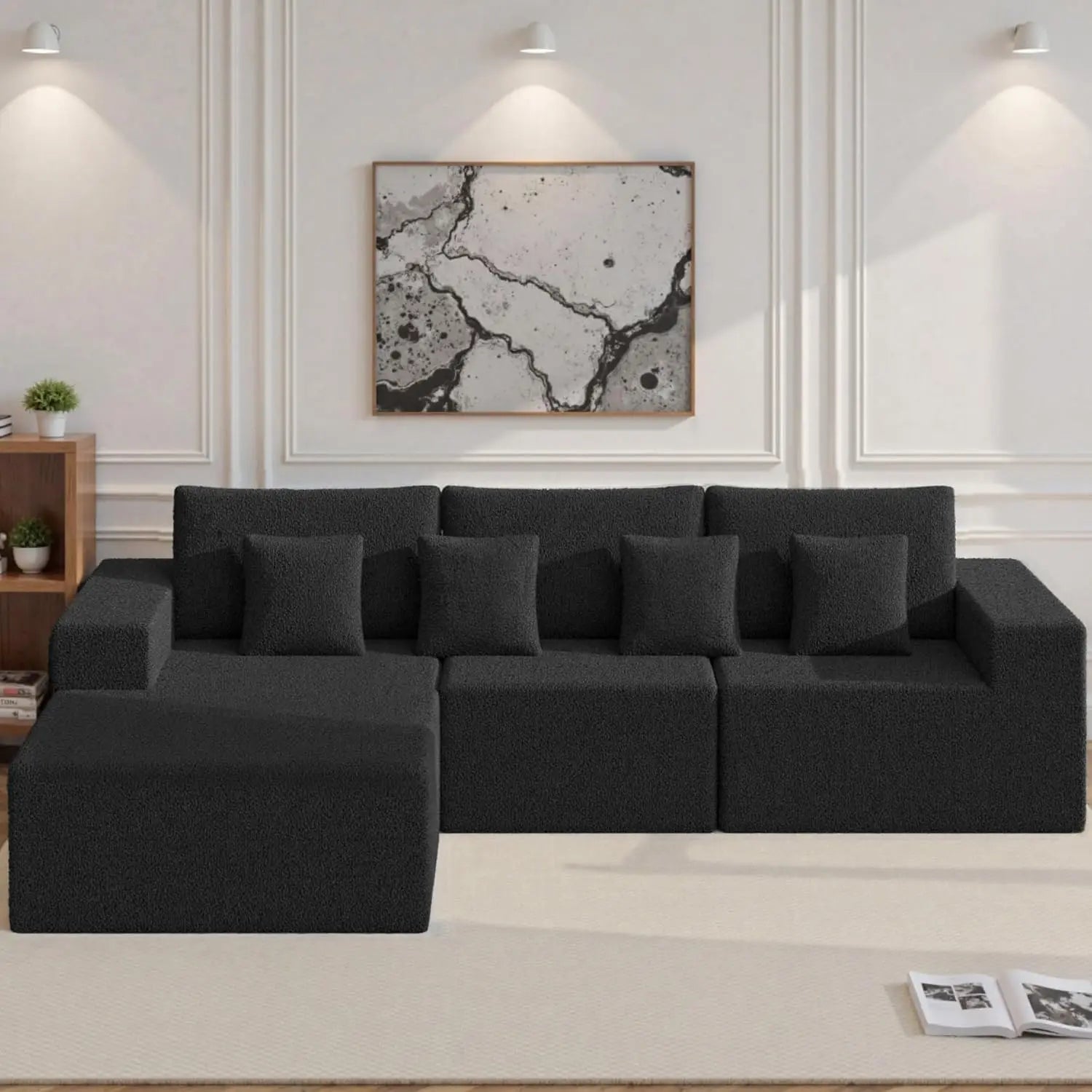 111'' Modular Sectional Sofa L Shape Chaise