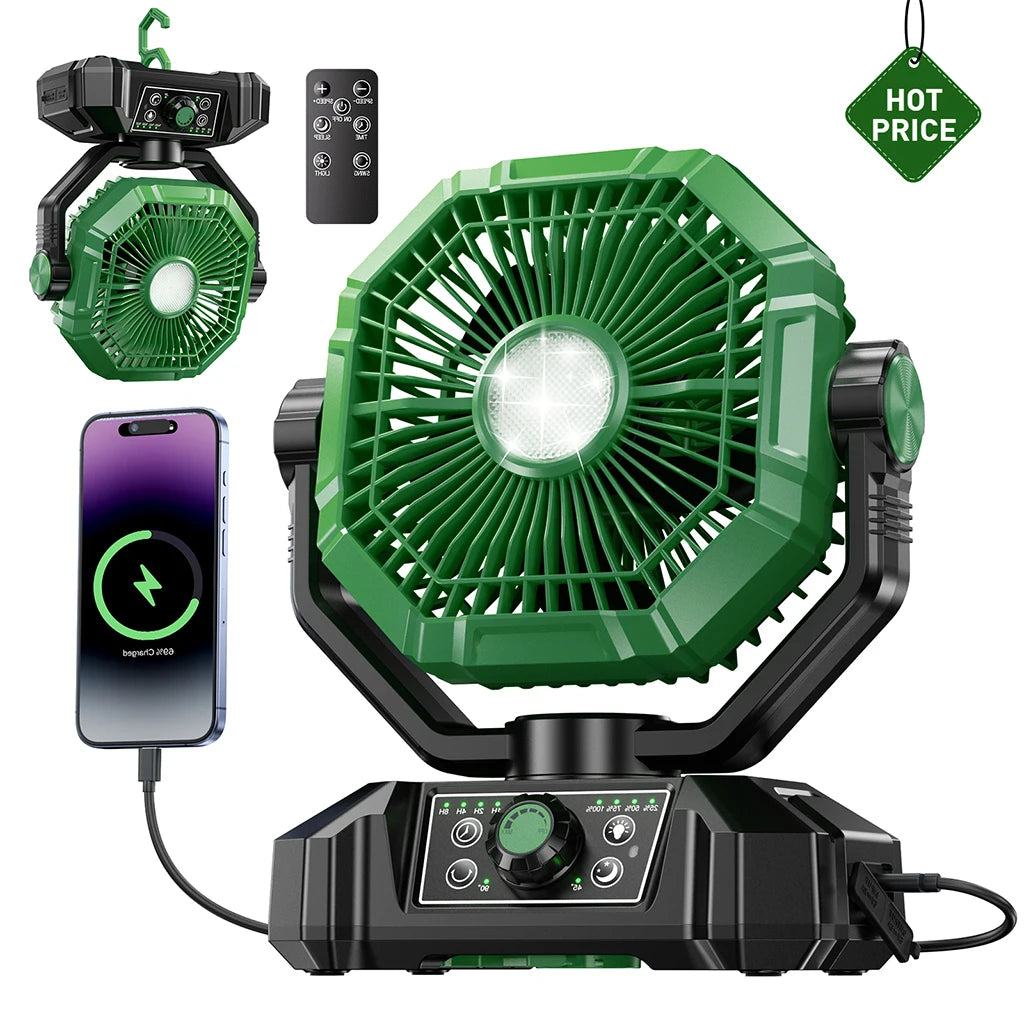 Camping Fan with LED Lantern