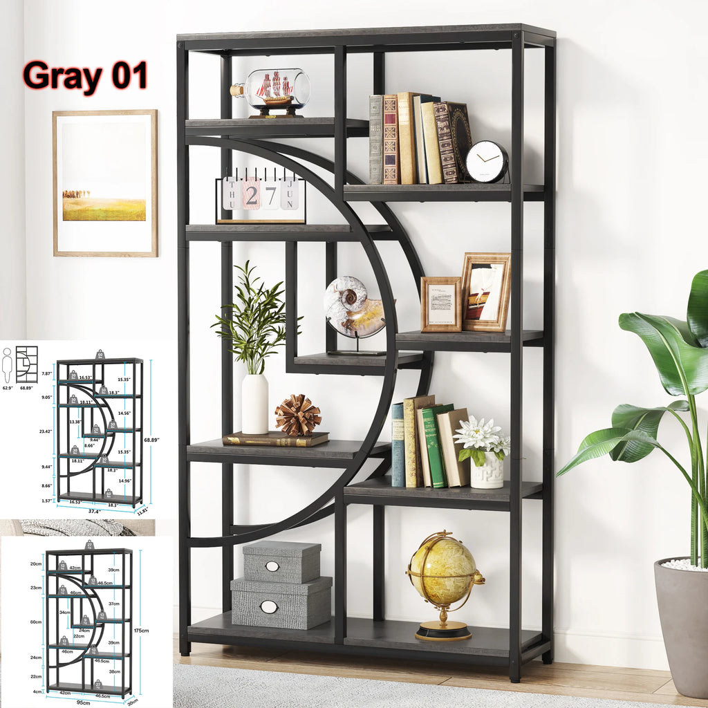 Bookshelf Industrial 5 Tier Etagere Bookcase