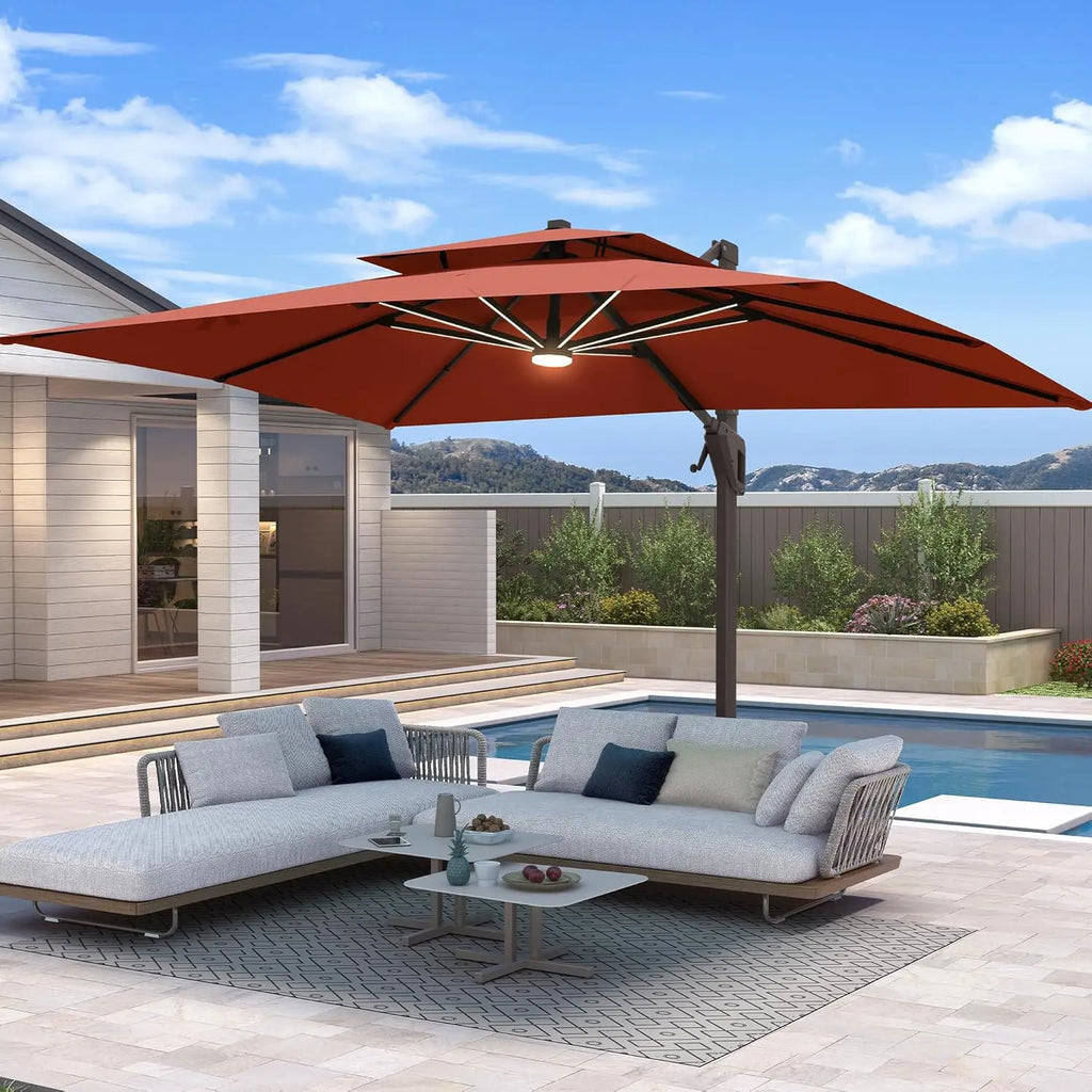 10 X 13 FT Cantilever Patio Umbrella with Base Included