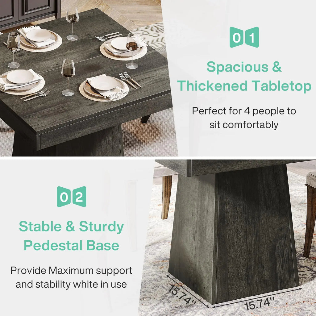 Square Dining Table for 4, 31.5-Inch Kitchen Table