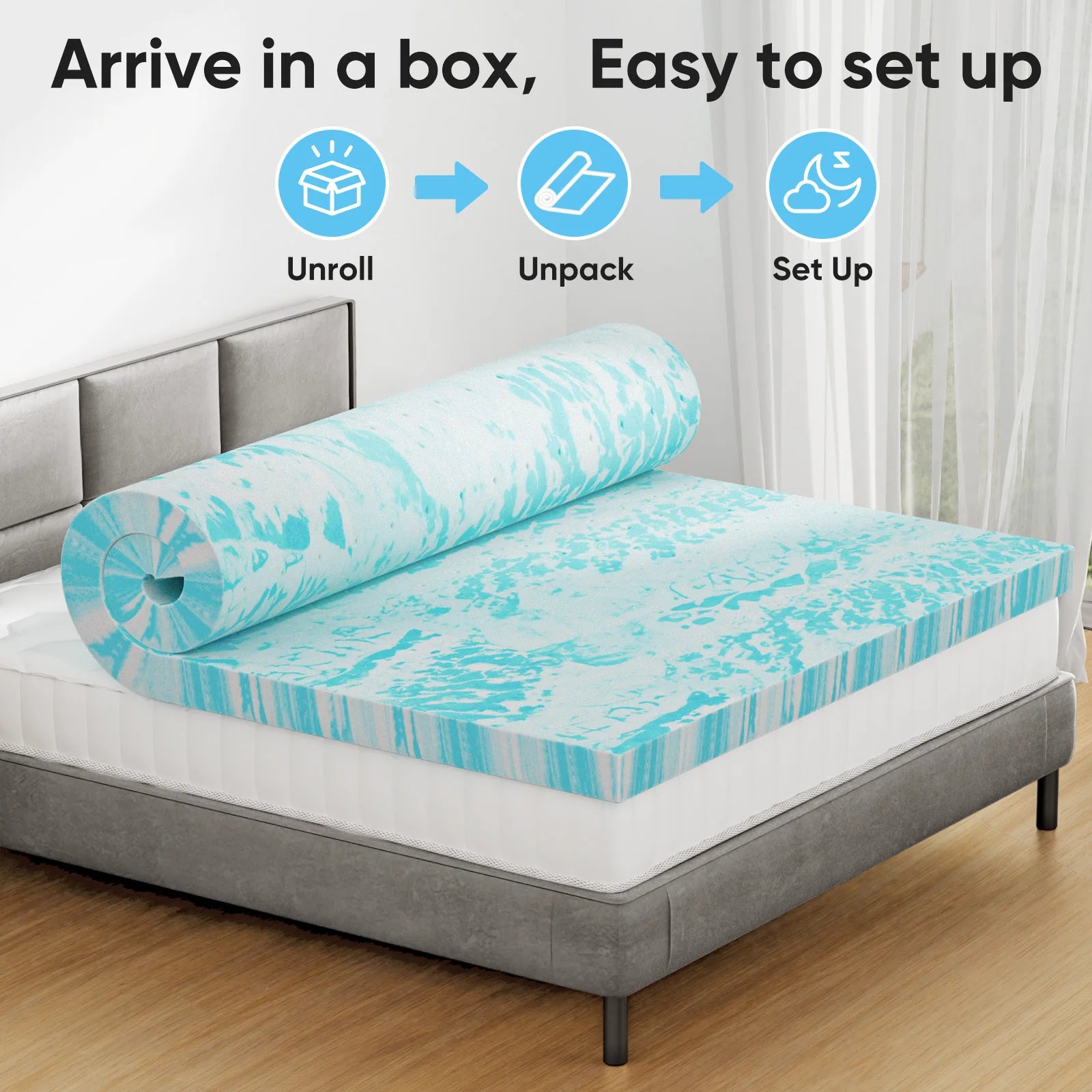 2-3 Inch Memory Foam Mattress Topper Twin, Full, Queen Size Thick Gel