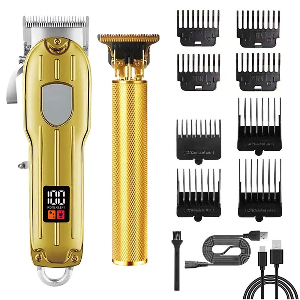 Professional Hair Clipper and Trimmer Set Men Electric Razor Shavers Beard Trimmer Rechargeable Barber Clippers Haircut Kit