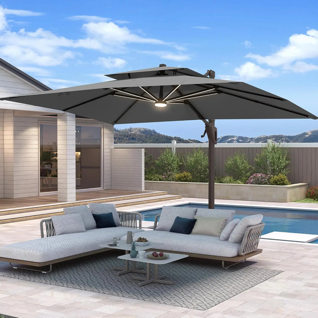 10 X 13 FT Cantilever Patio Umbrella with Base Included