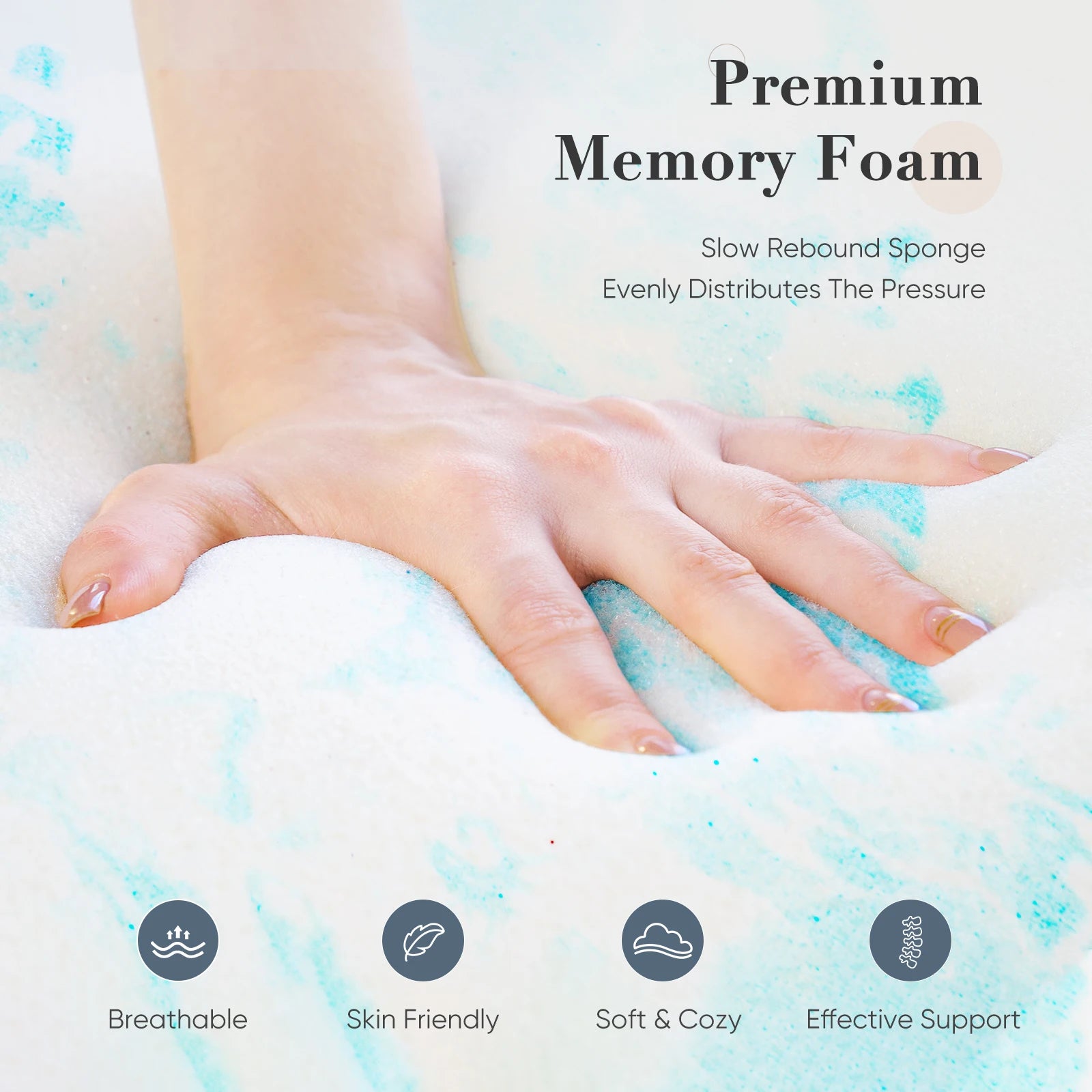 2-3 Inch Memory Foam Mattress Topper Twin, Full, Queen Size Thick Gel