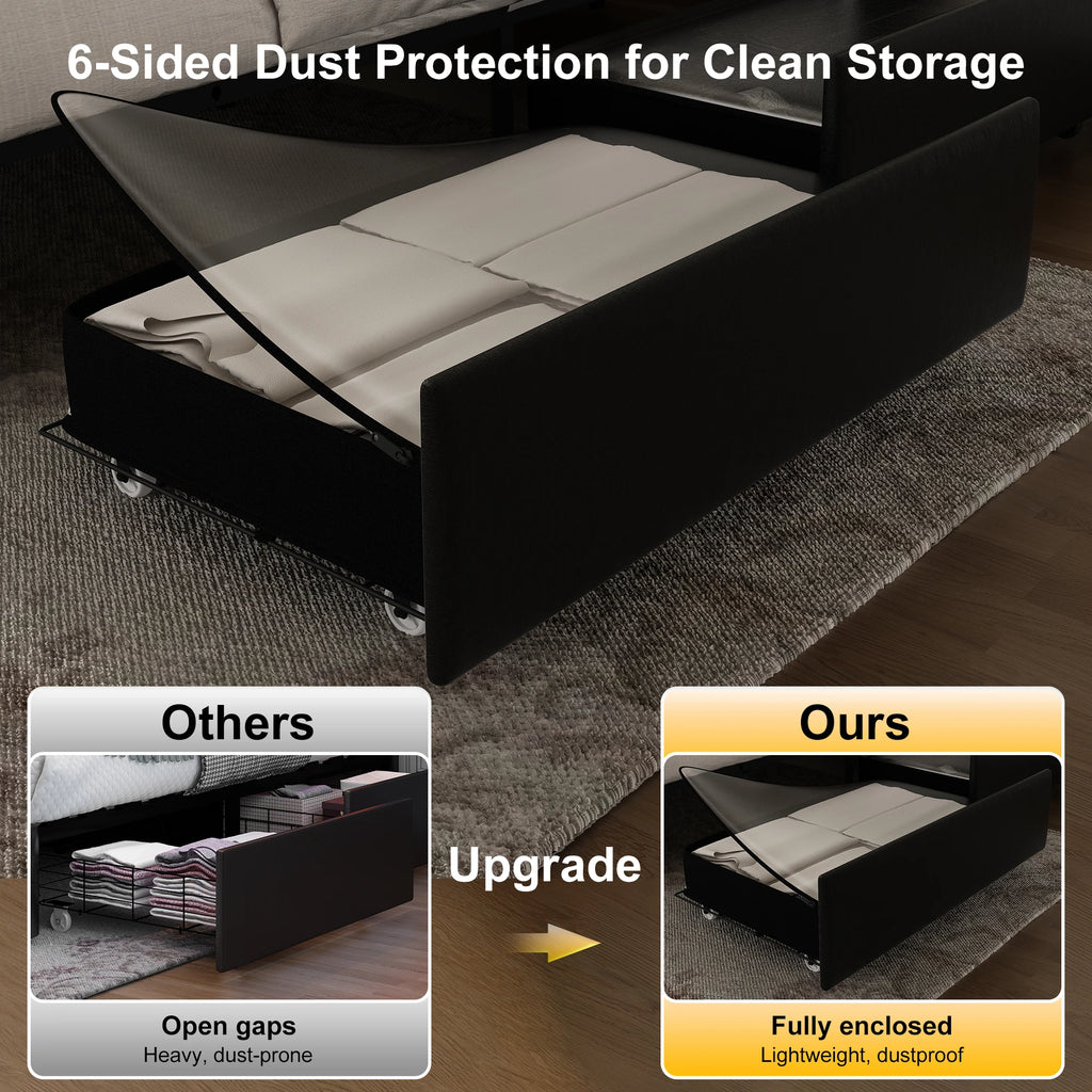 Queen Platform Bed Frame with LED Lights
