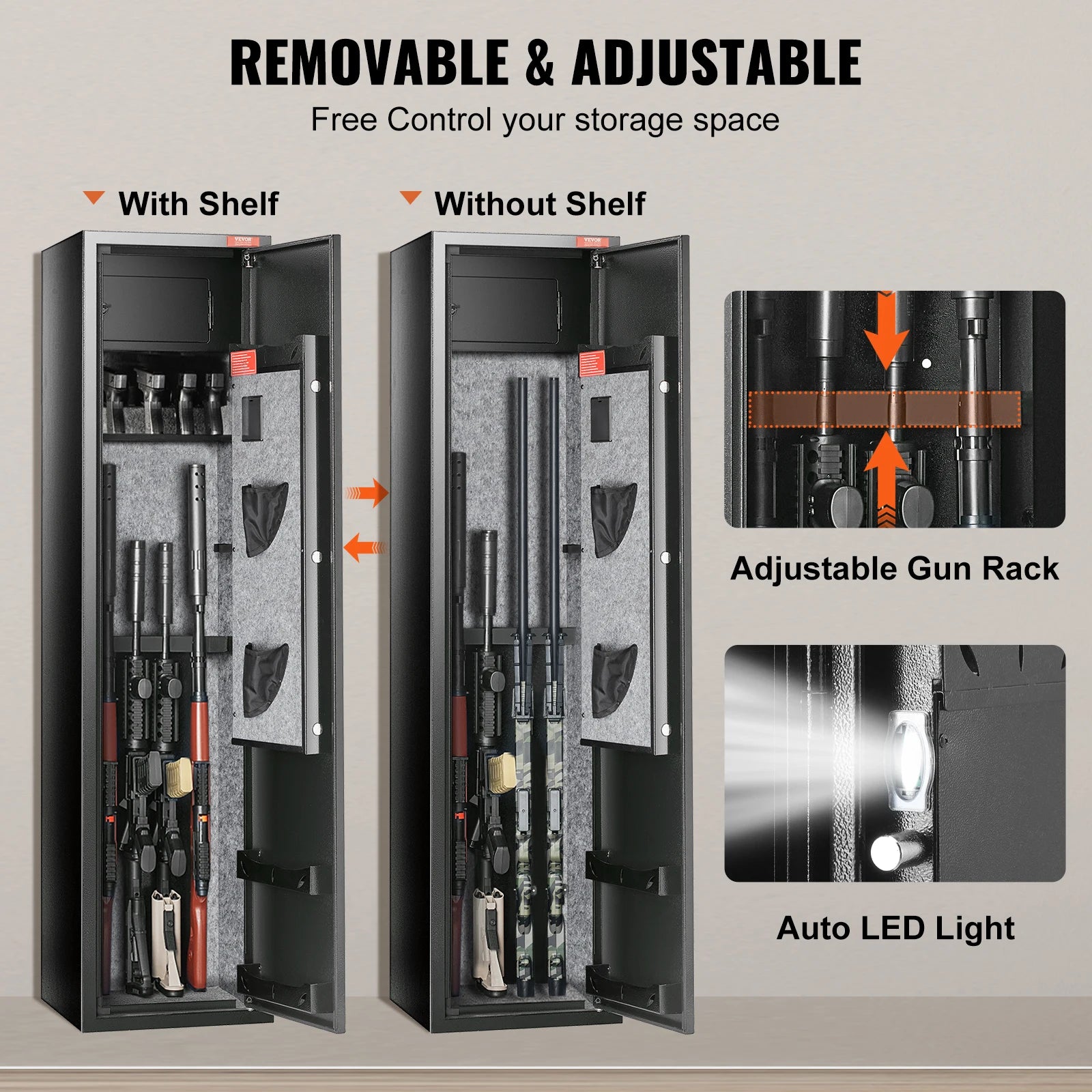 3-8 Rifles Gun Safe w/ Digital Keypad