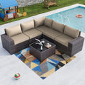 Outdoor Patio Furniture Set,12 Pieces Sectional Rattan Sofa Set Brown PE Rattan Wicker Patio Conversation Set with 10, Custom