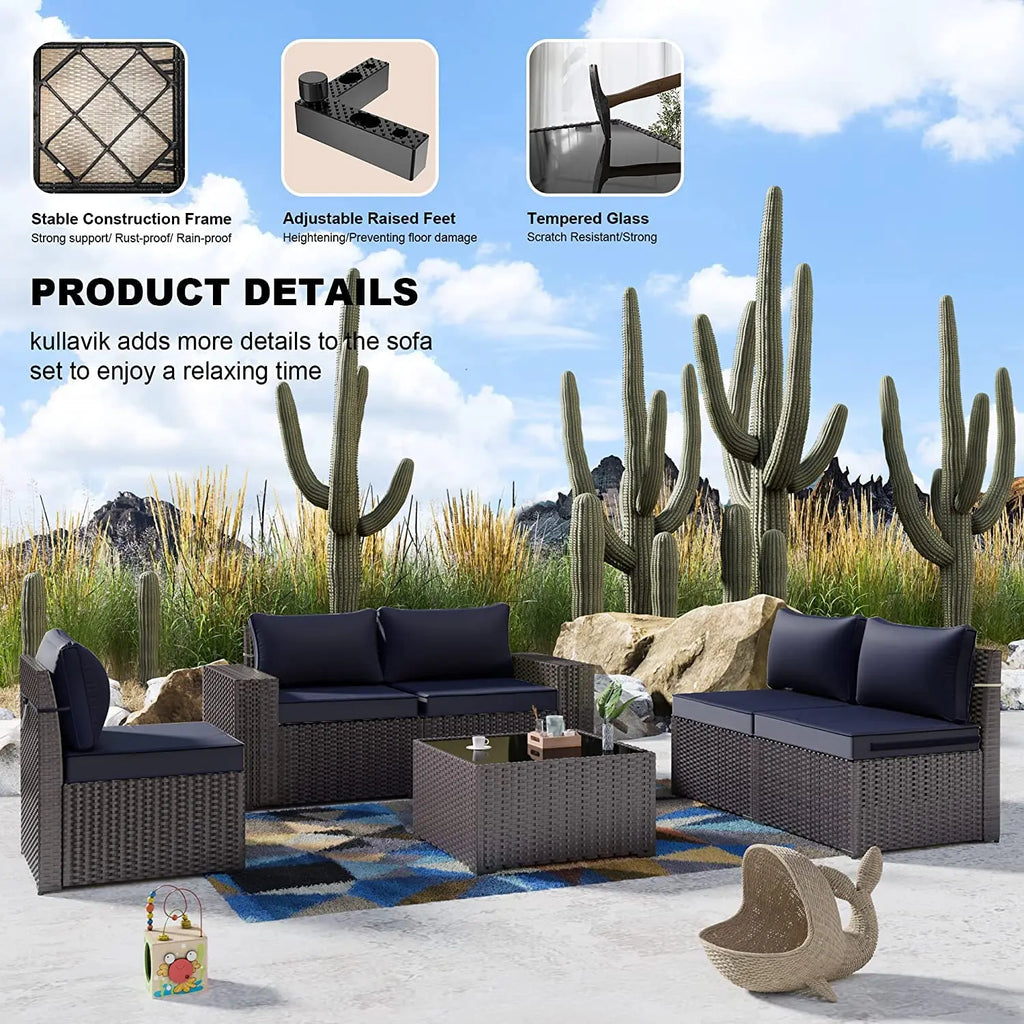 Outdoor Patio Furniture Set,12 Pieces Sectional Rattan Sofa Set Brown PE Rattan Wicker Patio Conversation Set with 10, Custom