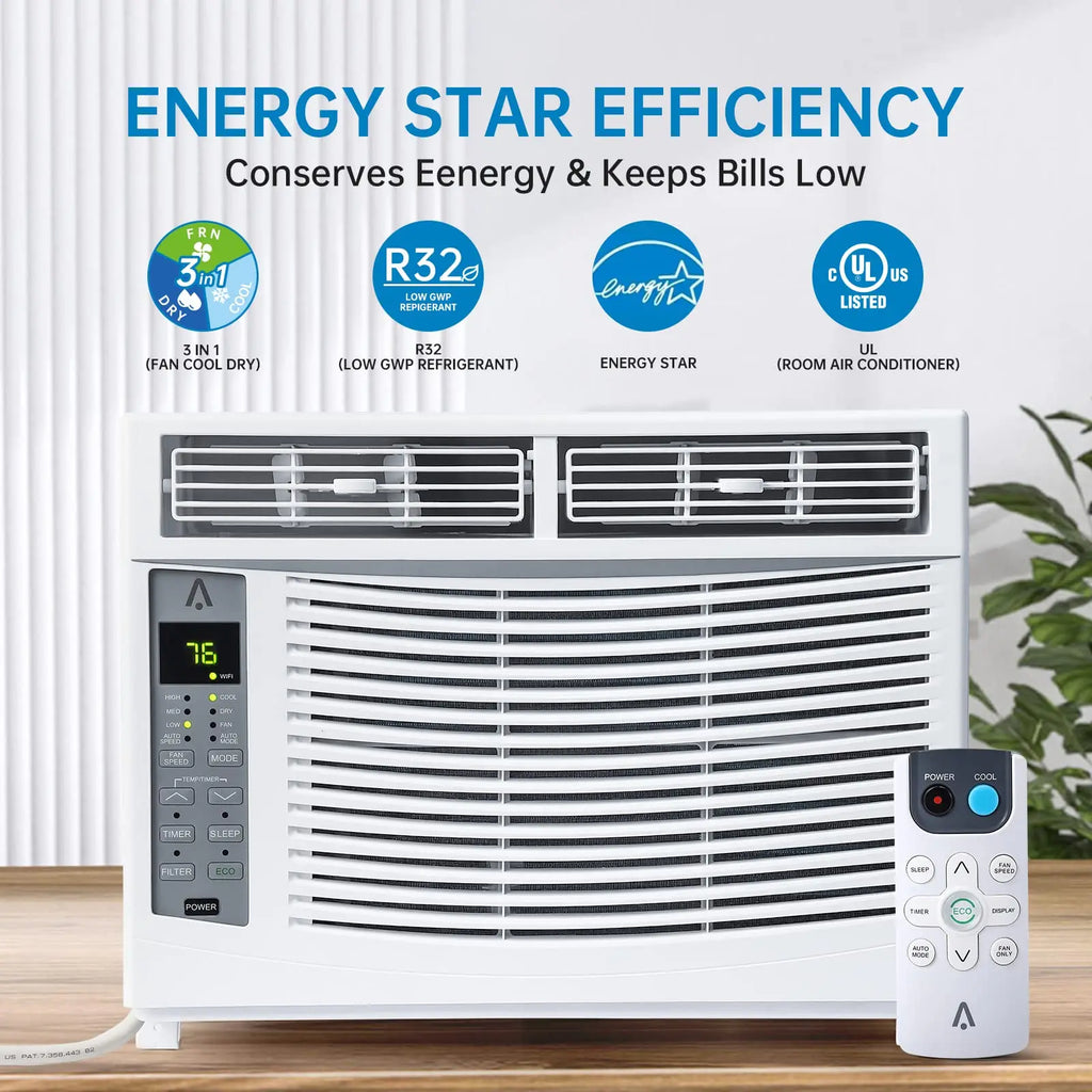 6000 BTU Window Air Conditioner, Smart WiFi AC Unit with Remote Control & Digital Display