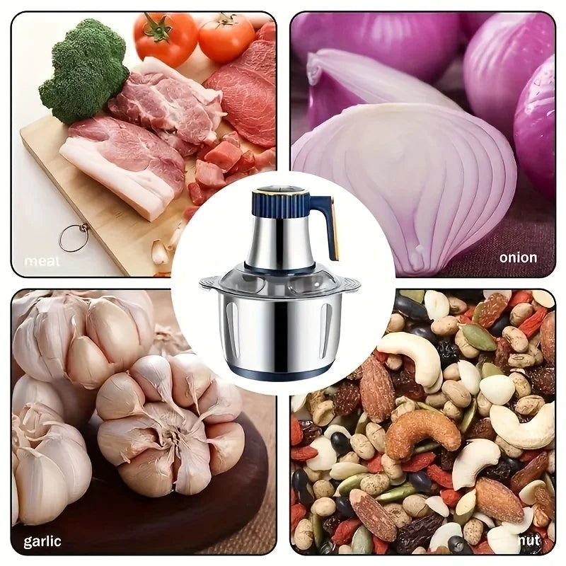 Stainless steel meat grinder and vegetable chopper