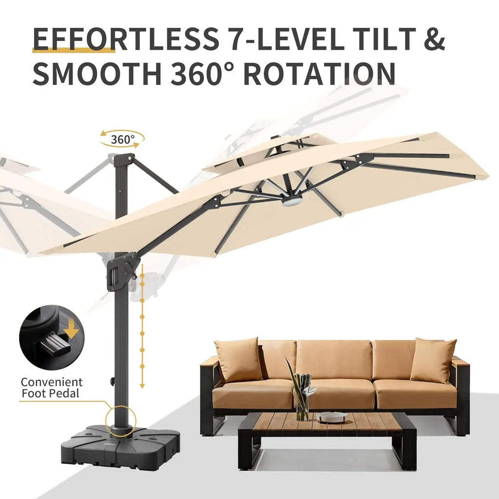10 X 13 FT Cantilever Patio Umbrella with Base Included