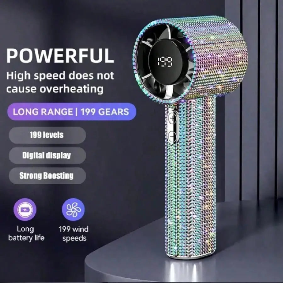 Encrusted Mini Handheld Electric Fan