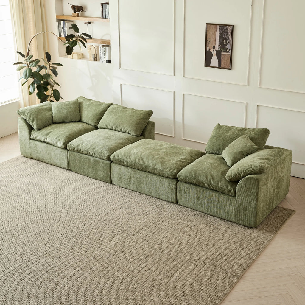 109" Modern Cloud L-Shaped 3-Seater Oversized Deep Seat Chenille Fabric Sofa