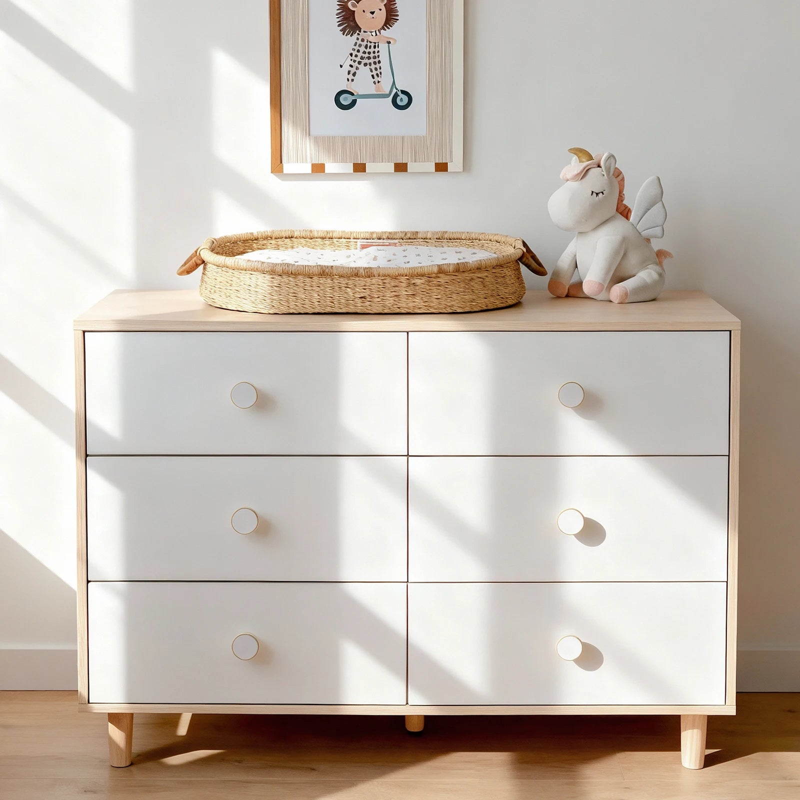 White or green Dresser 6-Drawer Storage DEssentials