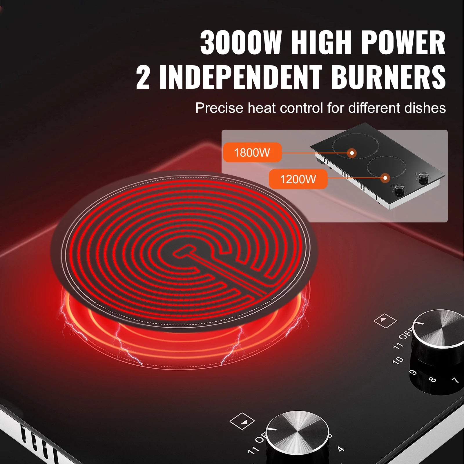 12 inch Electric Cooktop 2 Burners