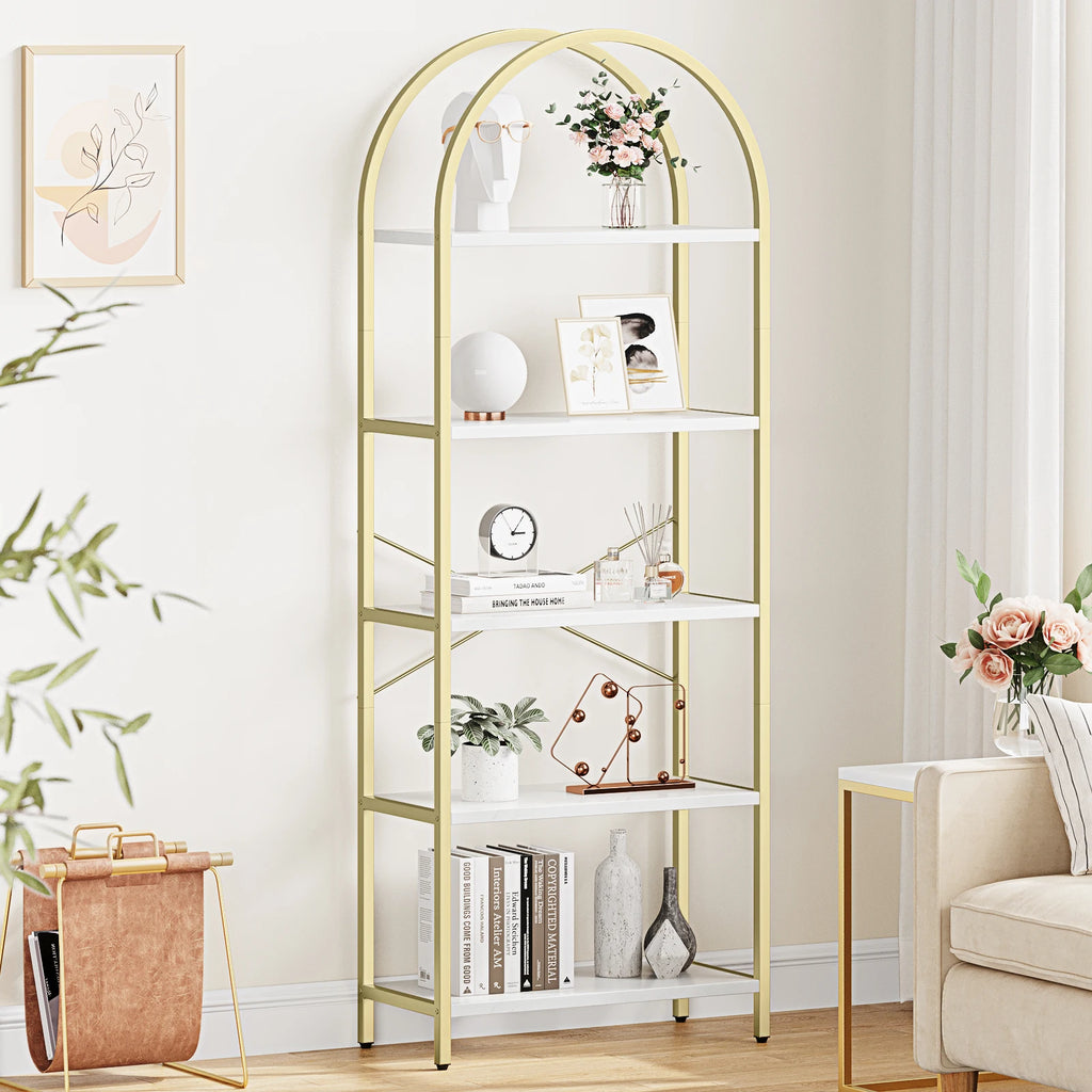 5 Tier Bookshelf Arched Display Shelves