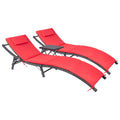 Adjustable Back Rattan Chaise Lounge Set  3pcs