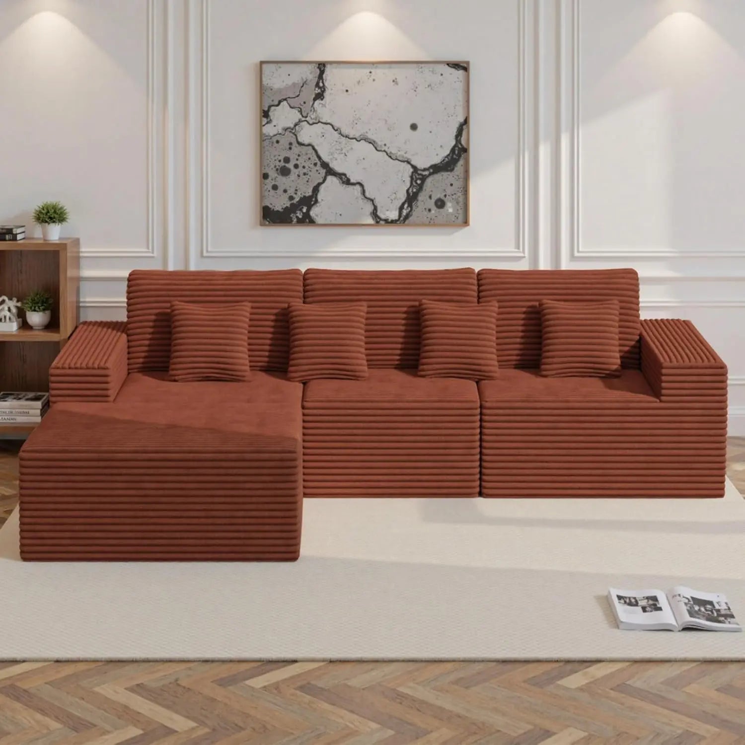 111'' Modular Sectional Sofa L Shape Chaise