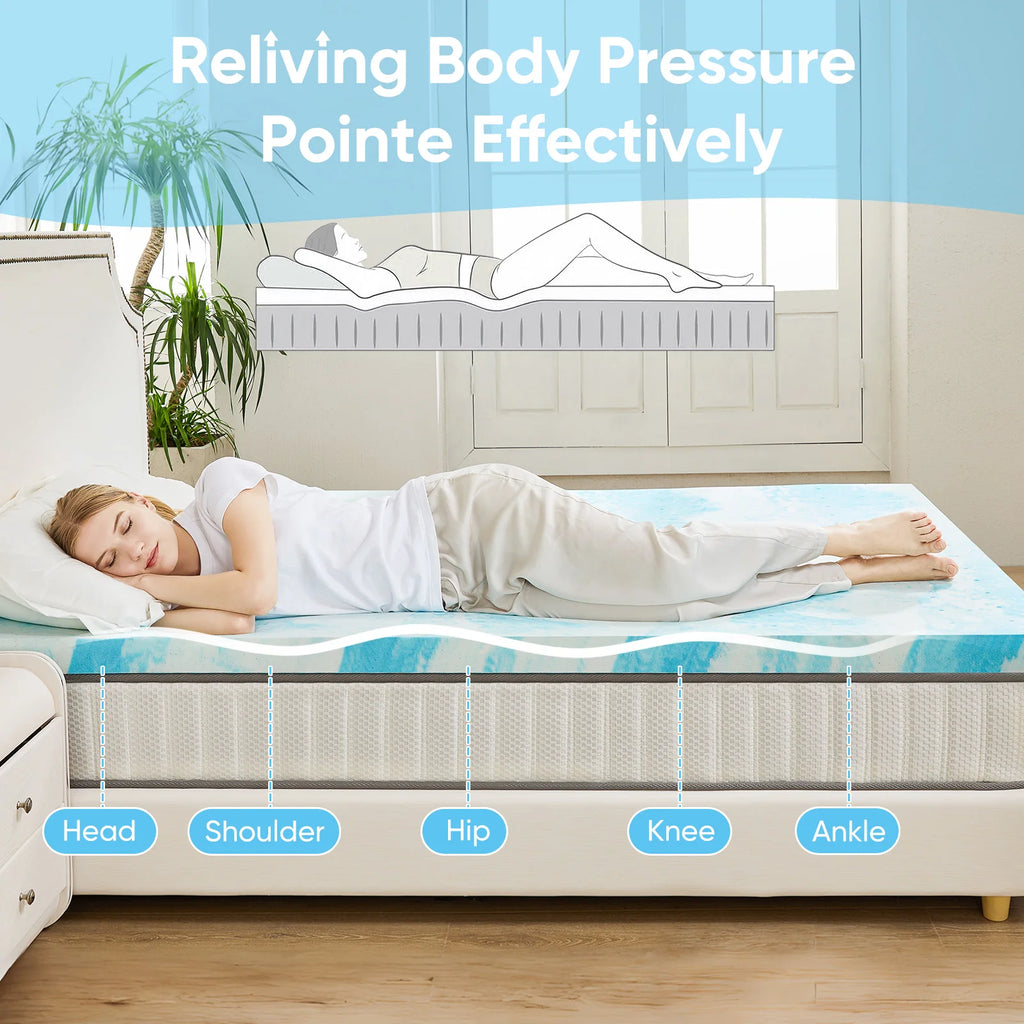 2-3 Inch Memory Foam Mattress Topper Twin, Full, Queen Size Thick Gel