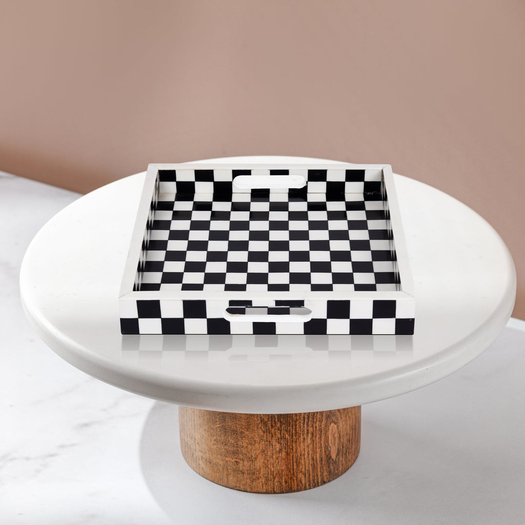 12x12 Checkered Decorative Tray
